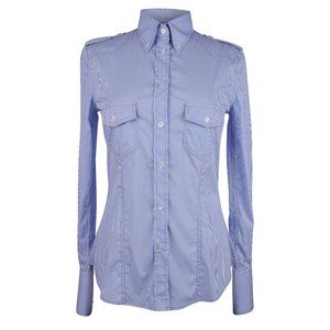 D&G Dolce & Gabbana Top Blue and White Pinstripe Shirt 42 / 6